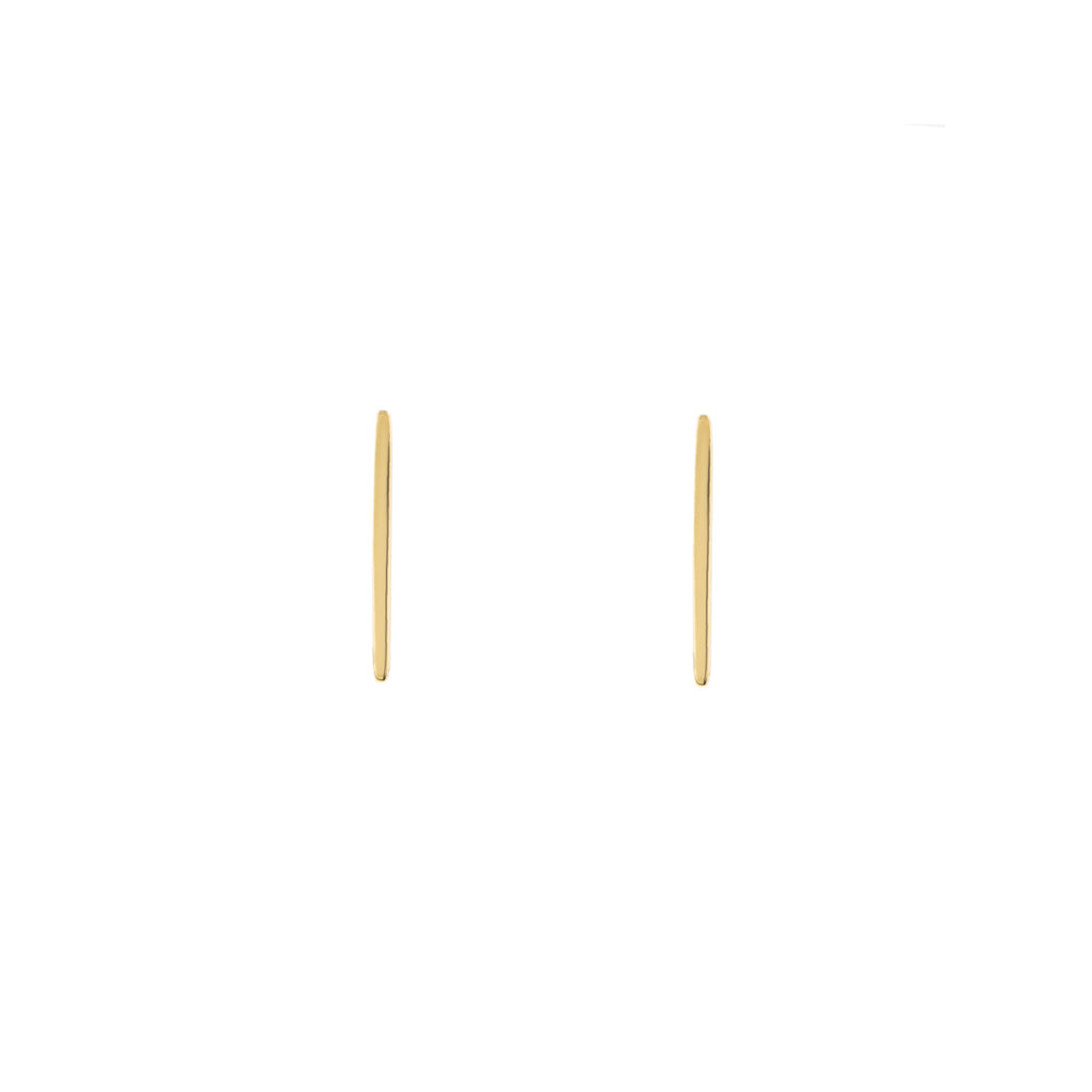 14mm gold staple stud earrings PRE 173 14KY