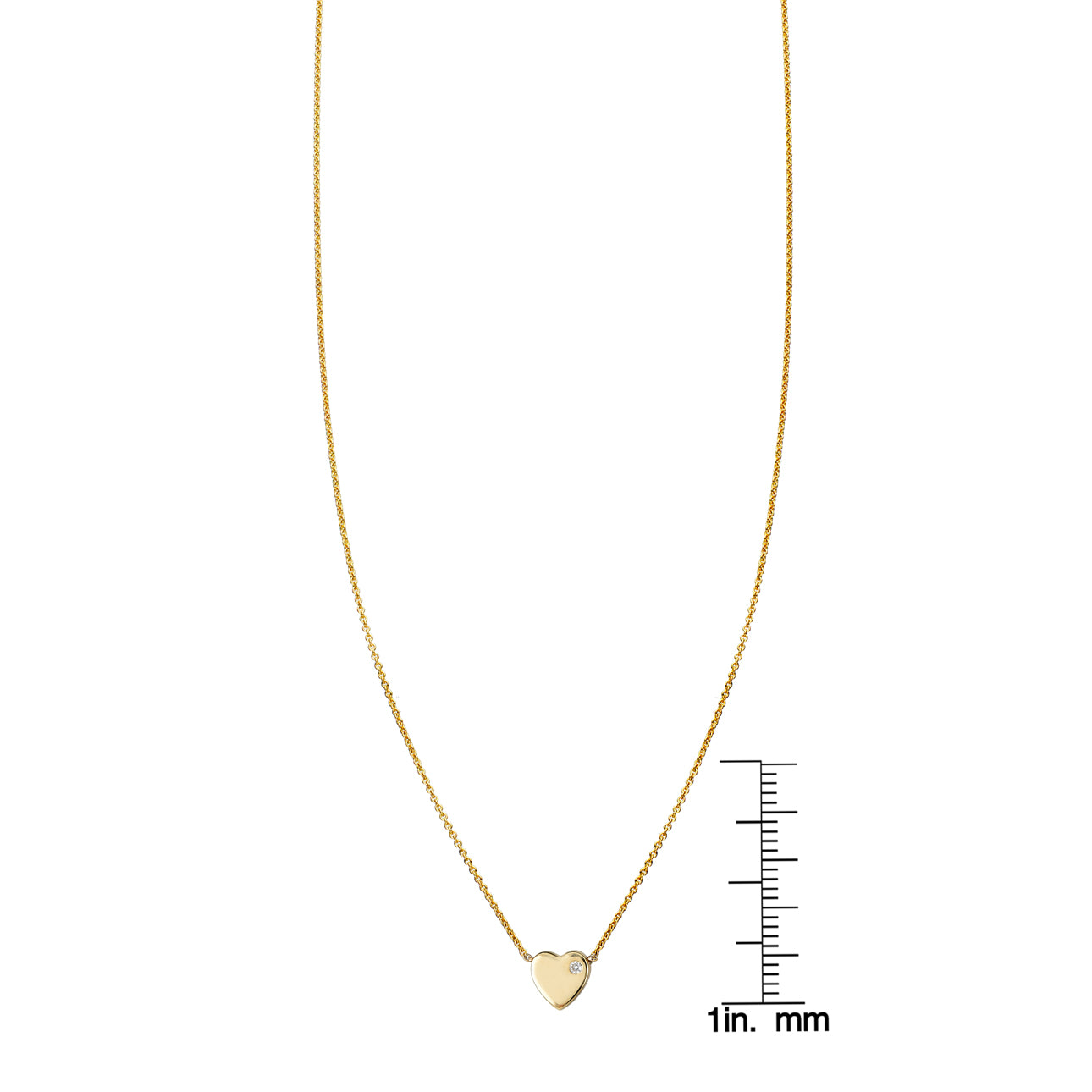 1pt diamond flat heart gold necklace