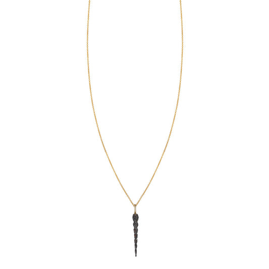 Black diamond gold unicorn horn necklace - mystical pendant jewelry
