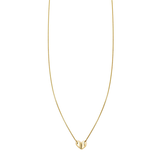 curved heart tiny charm petite necklace PRN 388 14KY