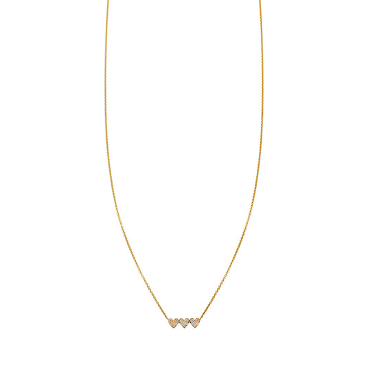 Delicate diamond triple heart necklace - sparkling romantic pendant for dainty elegance