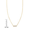 Diamond triple heart necklace - sparkling romantic pendant with size reference ruler