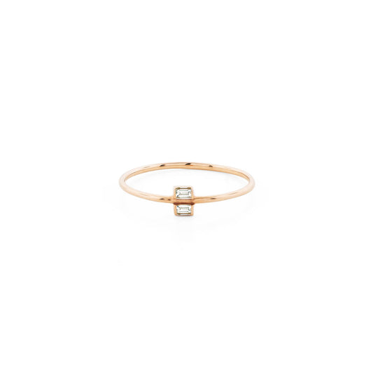 double emerald cut diamond gold ring PRR 096 WD