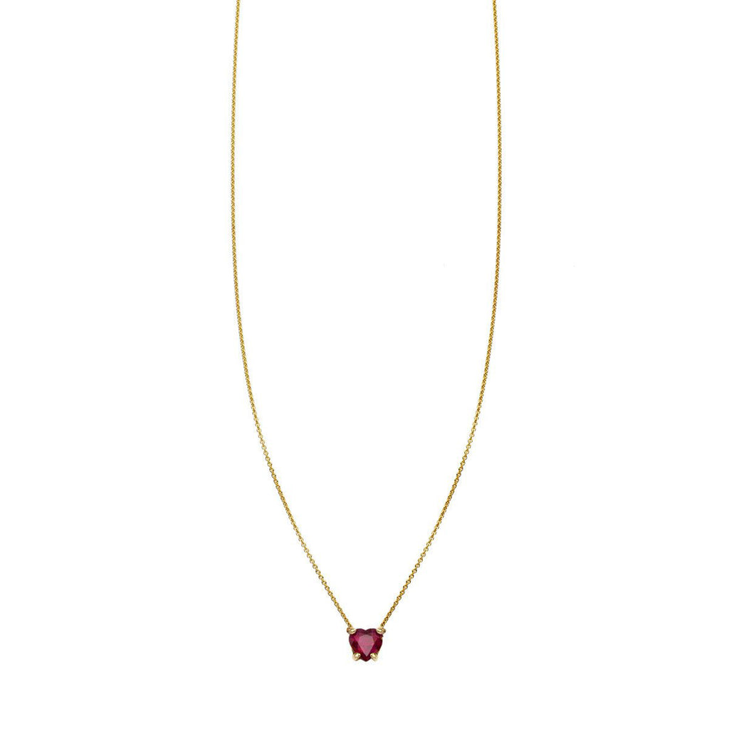 Faceted ruby heart necklace - elegant and romantic red gemstone jewelry