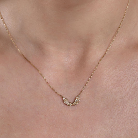 White Diamond Angel Wings Necklace