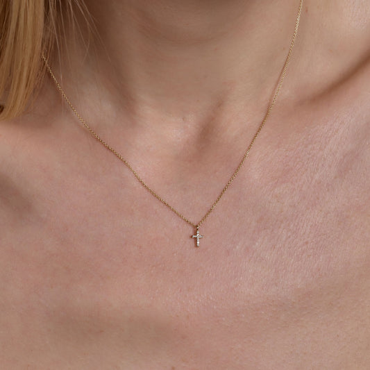 Tiny Diamond Cross Necklace
