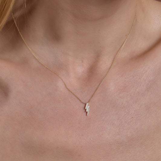 Gold & Diamond Lightning Bolt Necklace