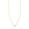 Gold open heart diamond charm necklace - delicate romantic jewelry for women