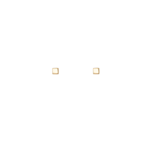 gold square stud earring PRE 411 14KY
