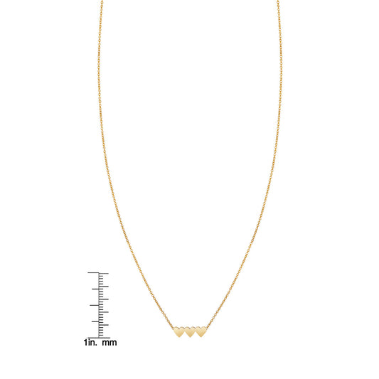 Tiny Gold Triple Heart Necklace