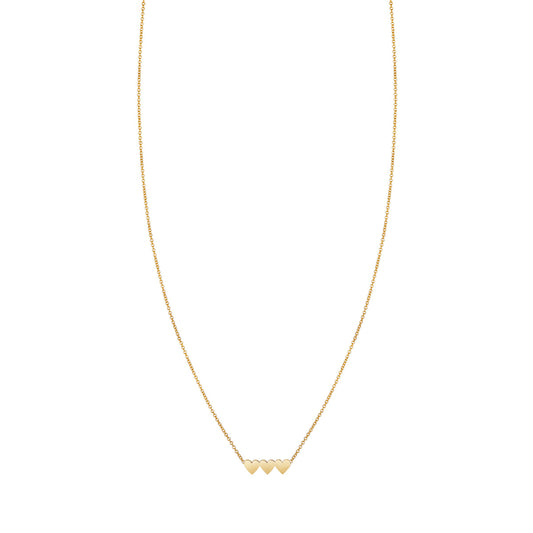 14k gold triple heart necklace (PRN061), romantic-themed jewelry.