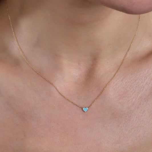 Turquoise Inlaid Heart Necklace