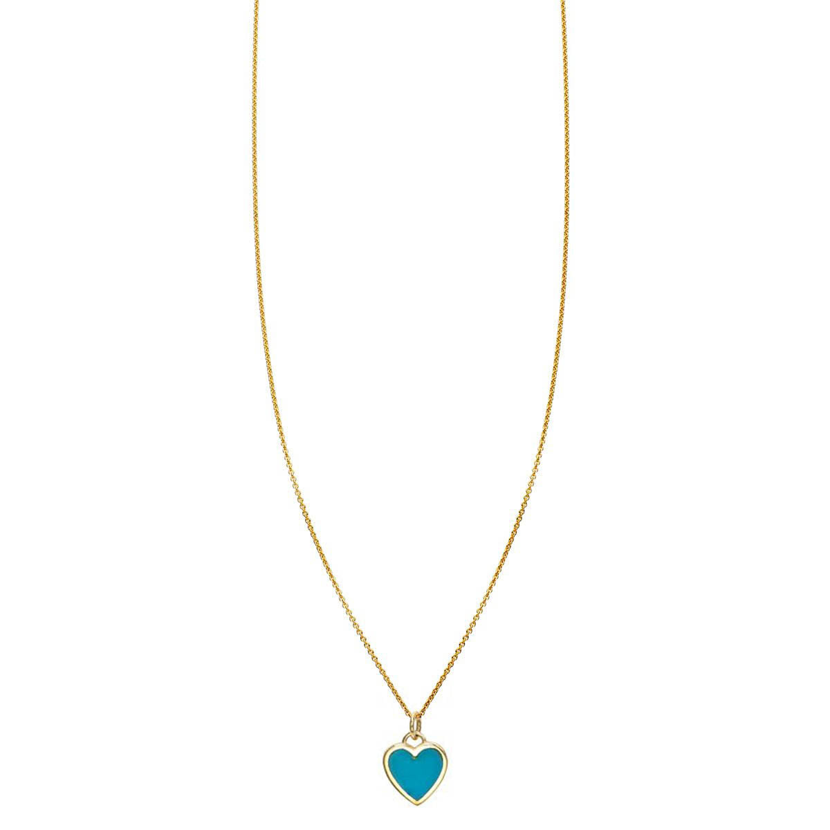 Inlay turquoise heart necklace - vibrant blue gemstone pendant for boho-chic style