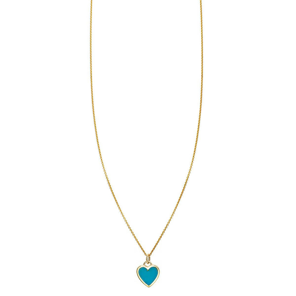 Inlay turquoise heart necklace - vibrant blue gemstone pendant for boho-chic style