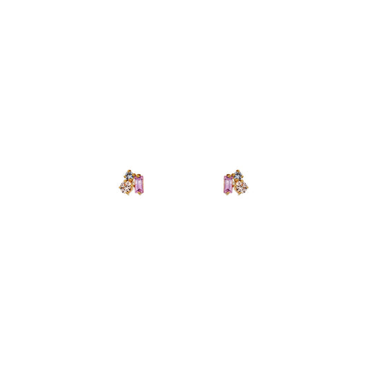 multi color sapphire cluster gold earrings
