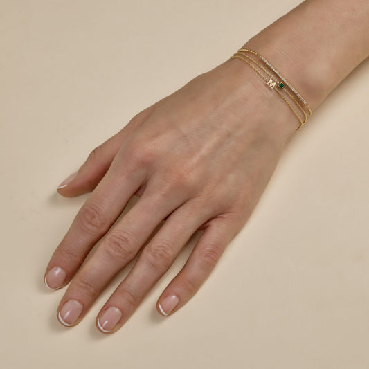 14k Gold Initial Letter Bracelet