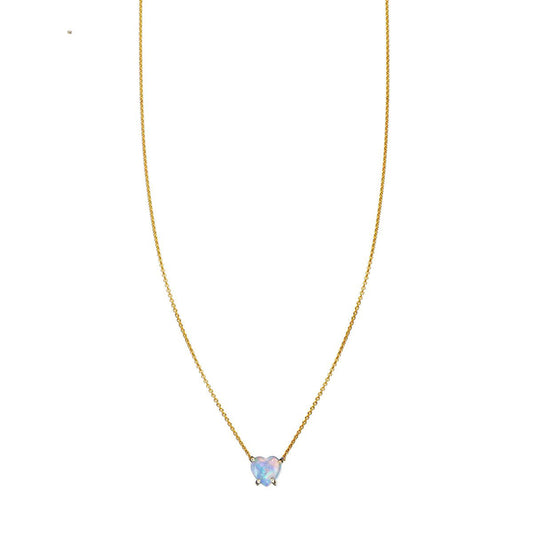 Opal heart pendant necklace - iridescent gemstone charm for romantic ethereal style