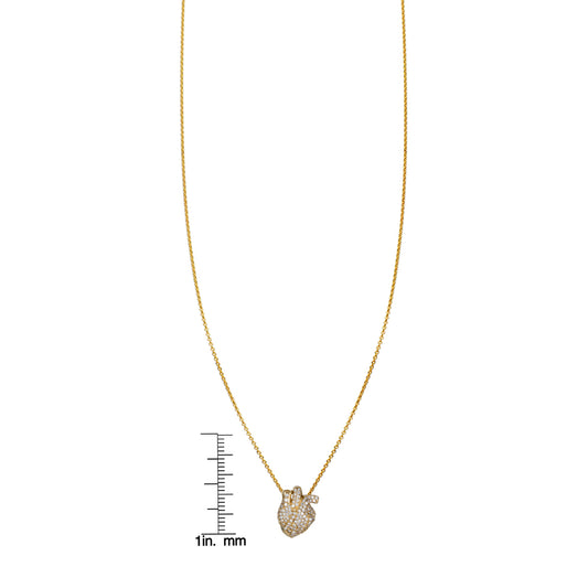 Pave’ Diamond Anatomical Heart Necklace