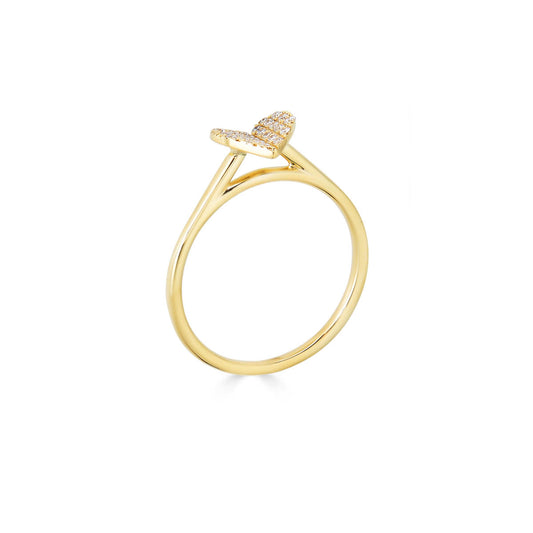 Small White Diamond Folded Heart Ring