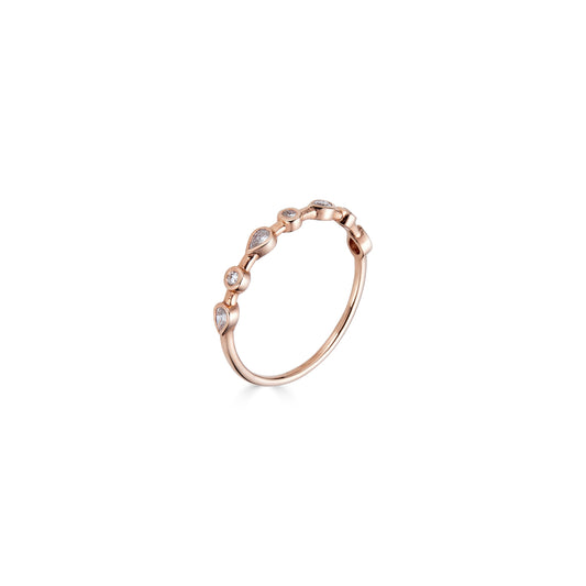Round & Tear Drop Diamonds Half Halo Band
