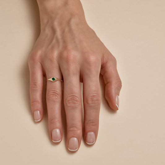 Small Oval Emerald Signet Ring