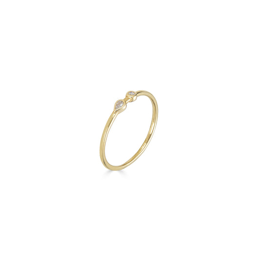Tear Drop & Round Diamond Ring