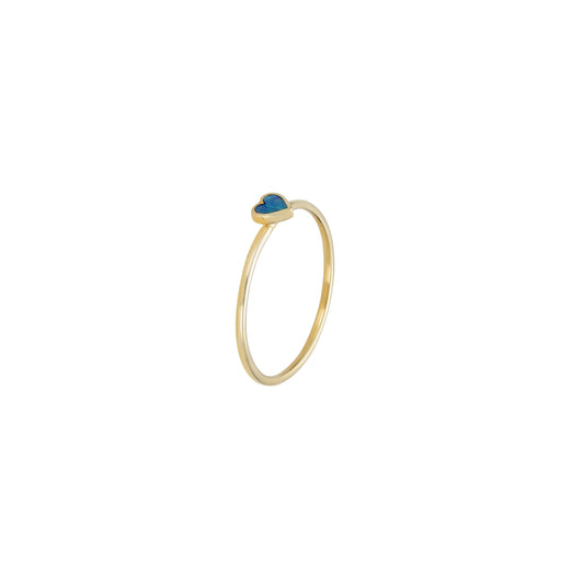 Tiny Opal Inlaid Heart Ring
