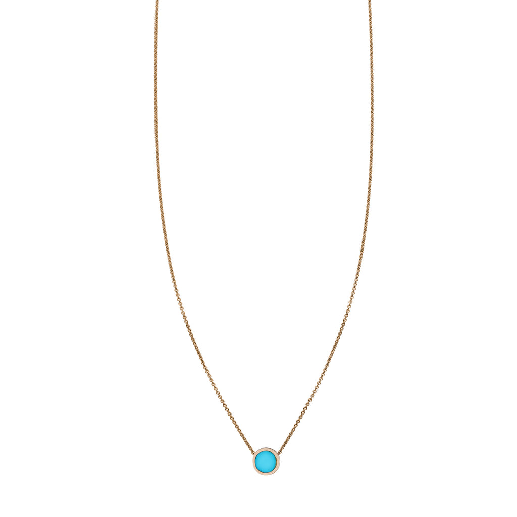 Turquoise inlaid circle necklace - boho-chic gemstone pendant