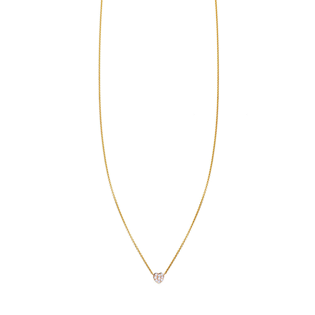 white diamond tiny heart necklace PRN 410 WD